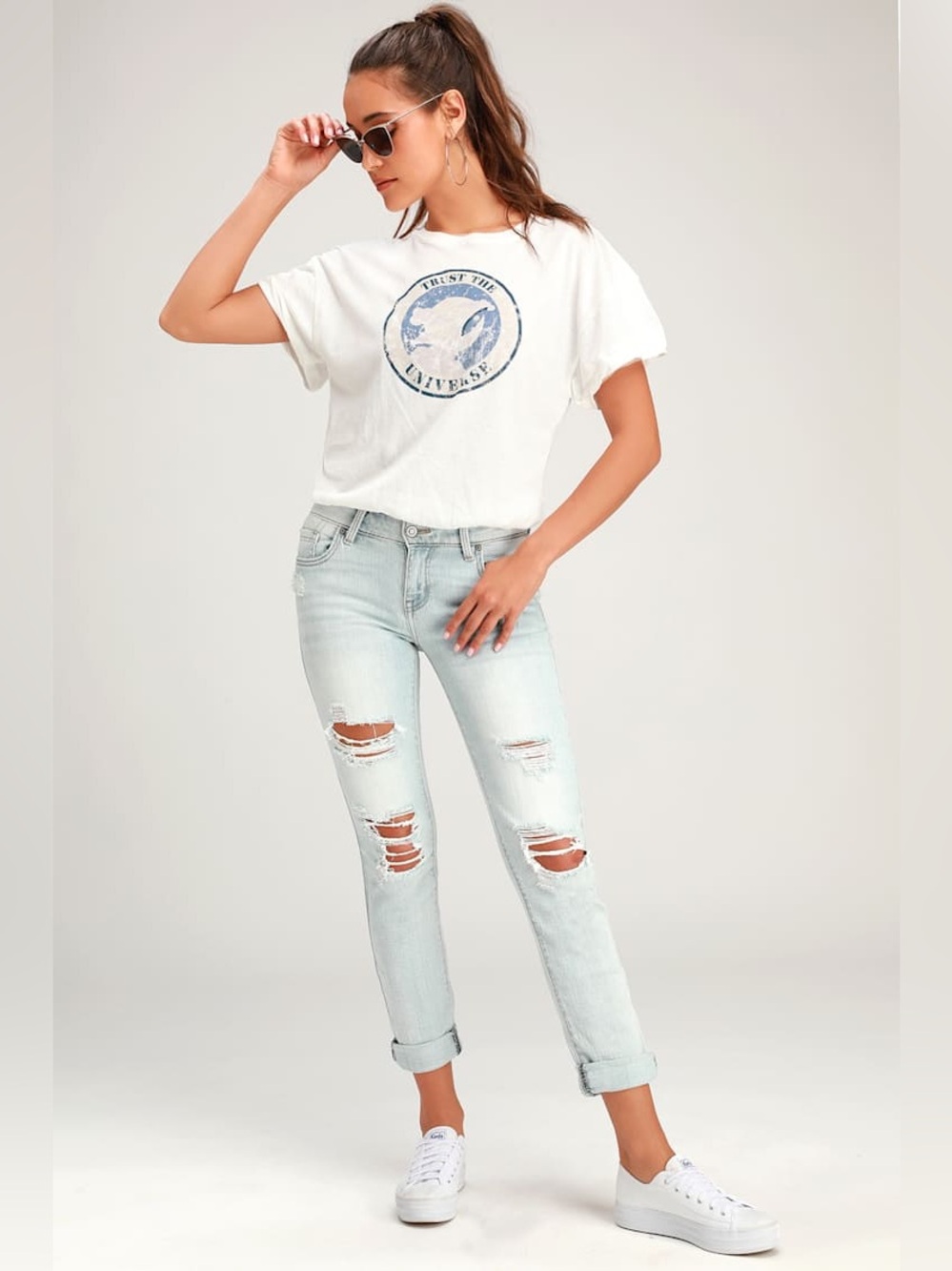 Free people Parker Ivory Tee “trust the universe” Bodysuit